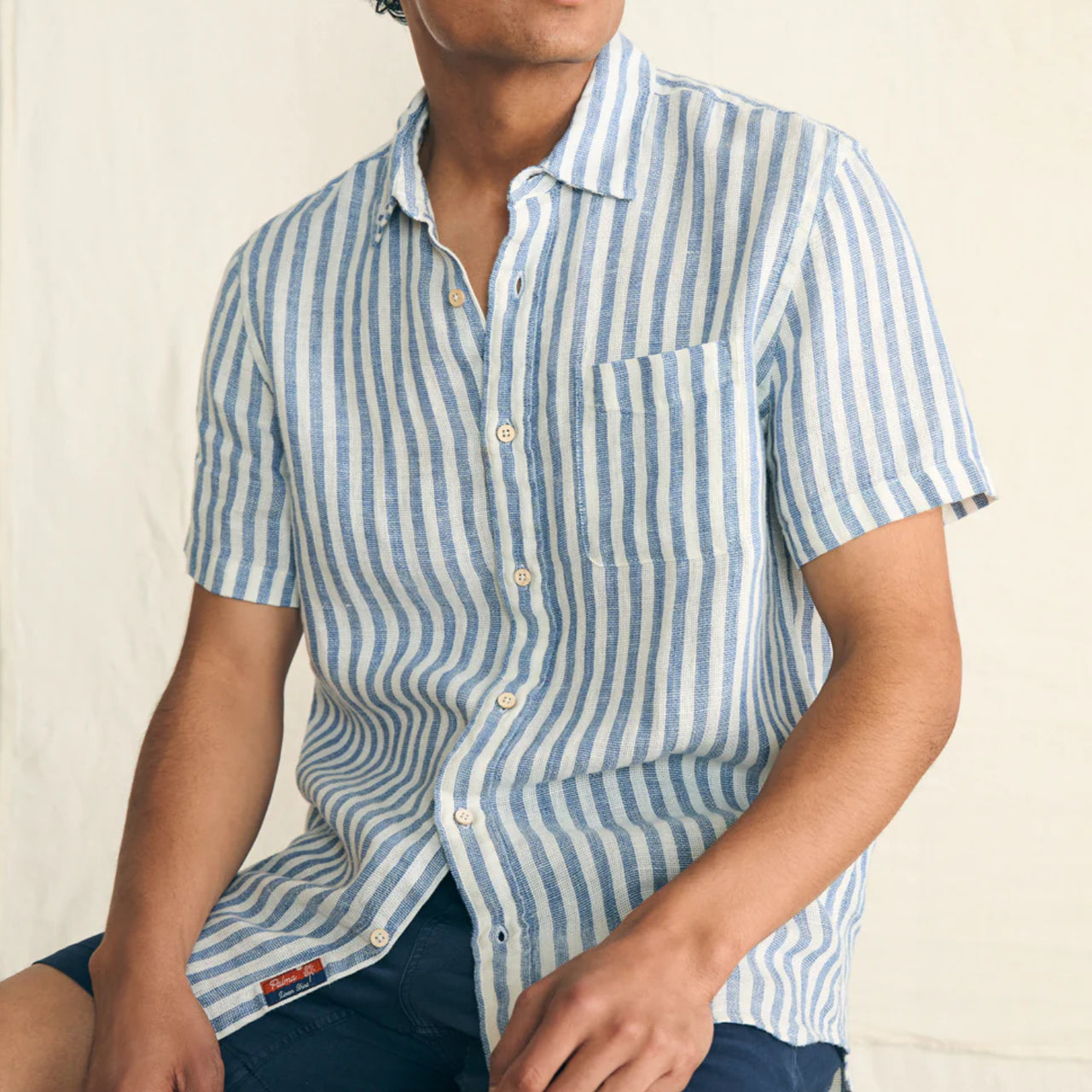 SS Palma Linen Shirt | Horizon Ivory Stripe