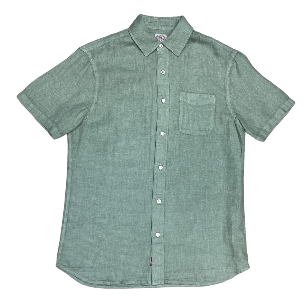 SS Palma Linen Shirt | Canyon Olive Basketweave
