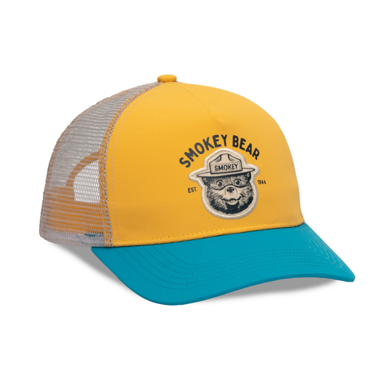 Smokey Varsity Five Panel Trucker Hat | Sunshine