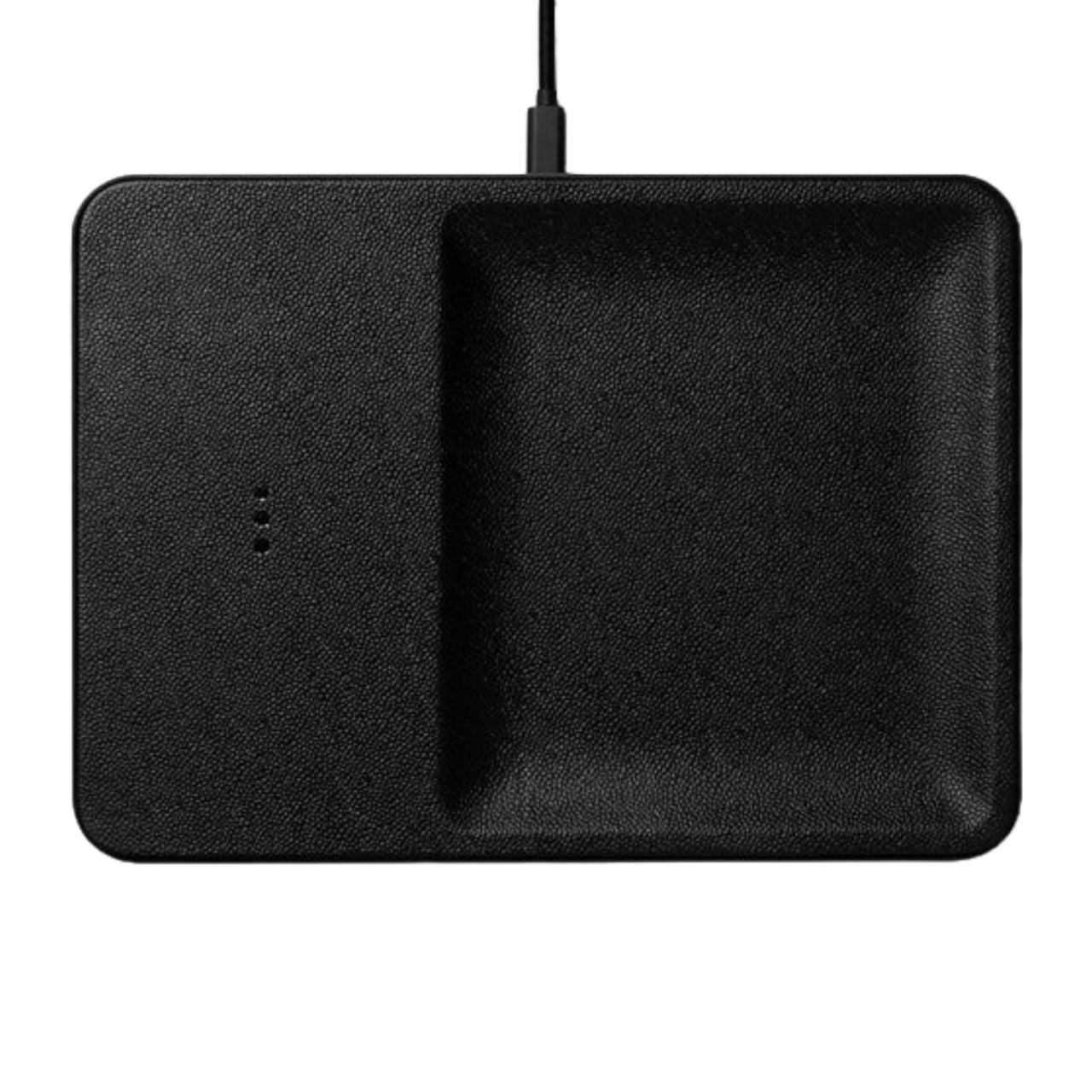 Catch 3 | Black Leather Wireless Charger with Valet Tray
