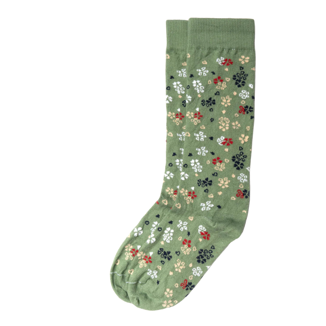 Cotton Floral Dress Sock | Sage