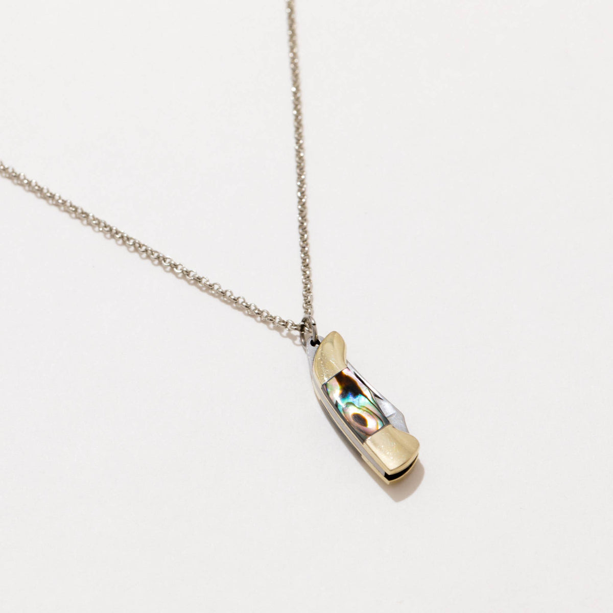 Silver Abalone Pocket Knife Necklace
