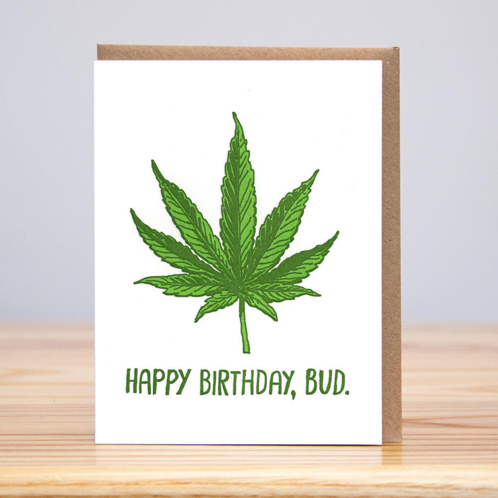 Happy Birthday Bud Letterpress Card