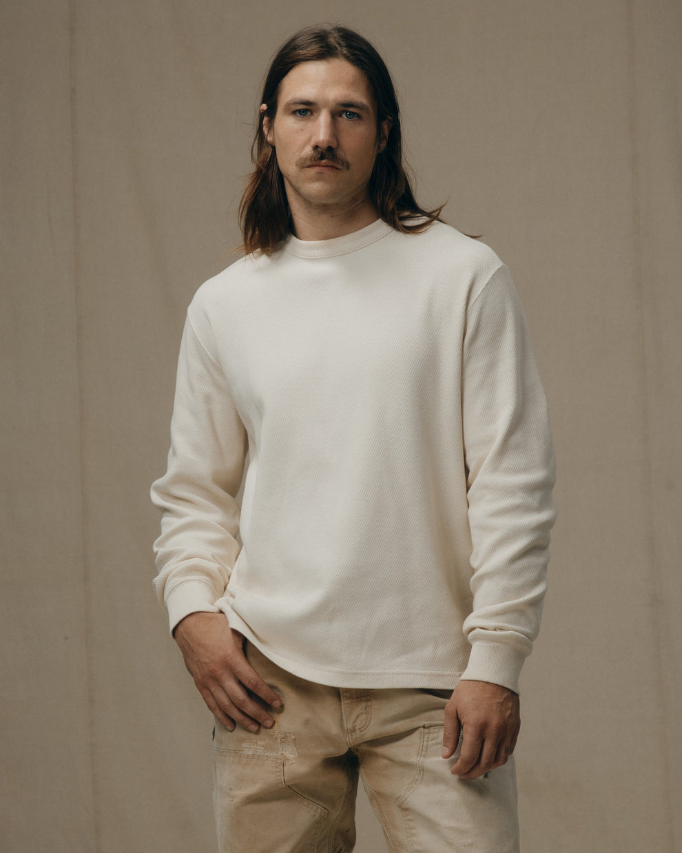 Waffle Knit Thermal Crew | Sand
