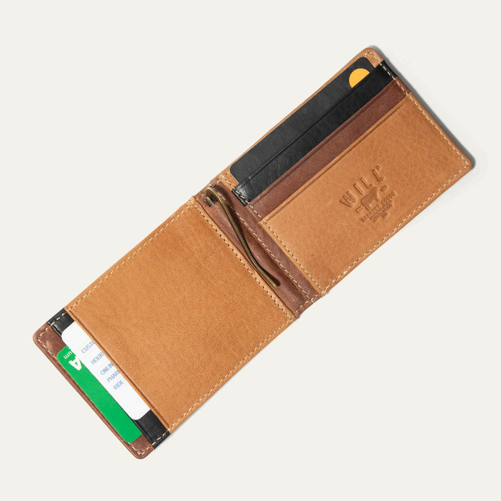 Mondrian Color Block Card Ejector | Cognac, Black & Tan