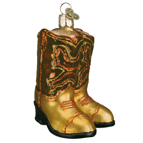 Brown Pair of Cowboy Boots Ornament