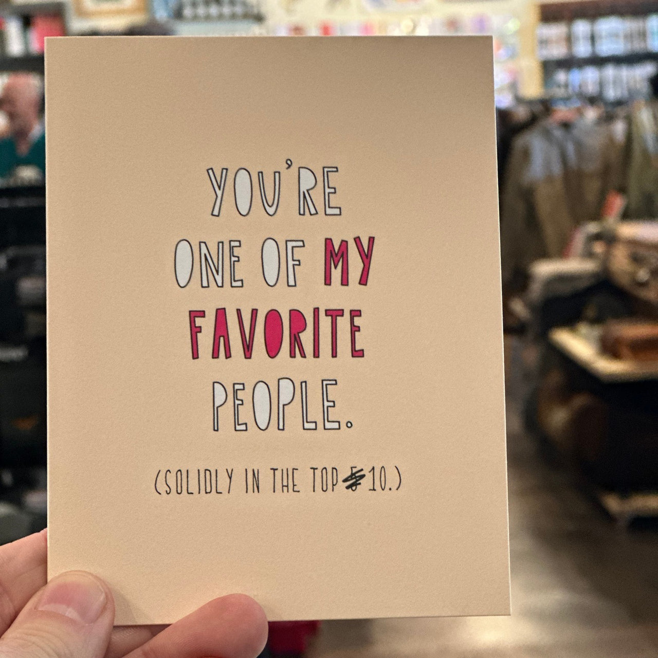 Top Ten Favorite People Card