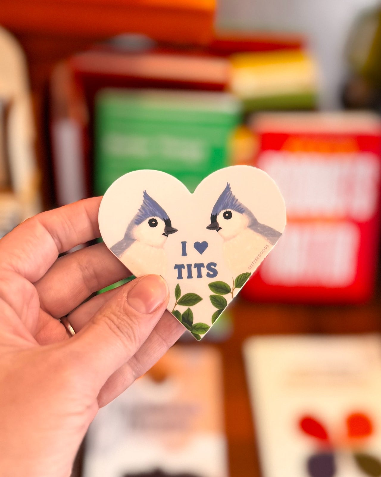 Heart Titmice Sticker