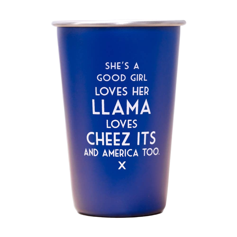 She's A Good Girl, Loves Her Llama Pint Glass | Blue