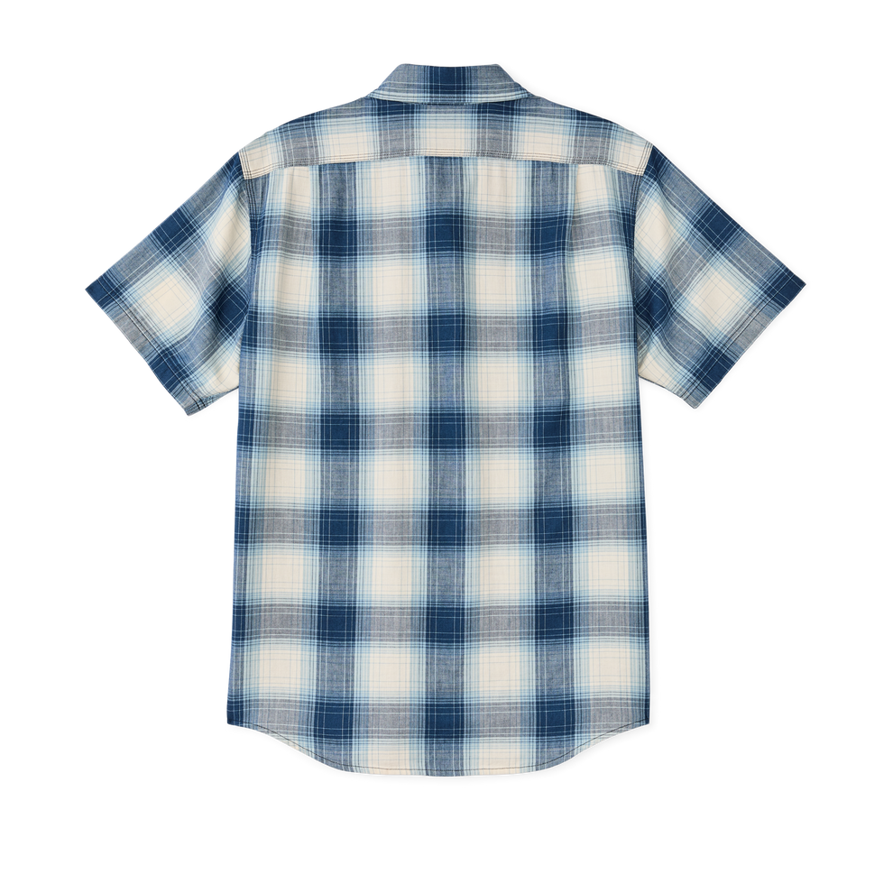 Short Sleeve Chambray Shirt | Indigo Plaid