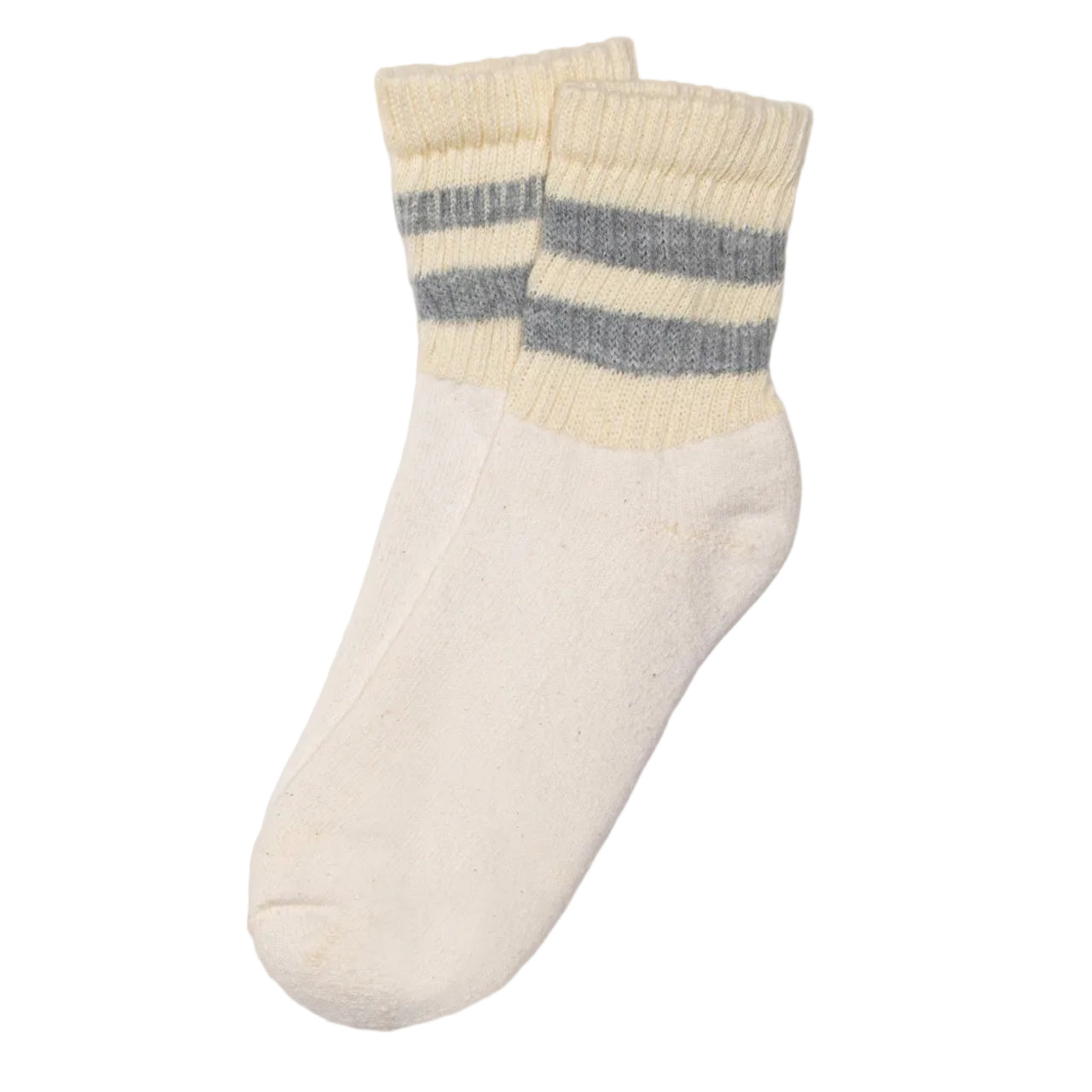 The Mono Stripe Quarter Crew | Grey Heather