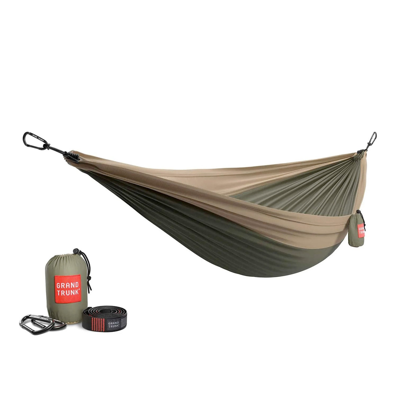 Double Deluxe Hammock With Straps | Olive Green & Khaki