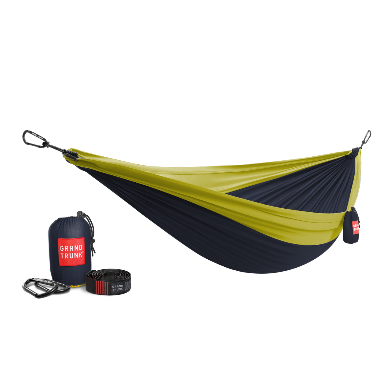 Double Deluxe Hammock With Straps | Navy & Chartruse