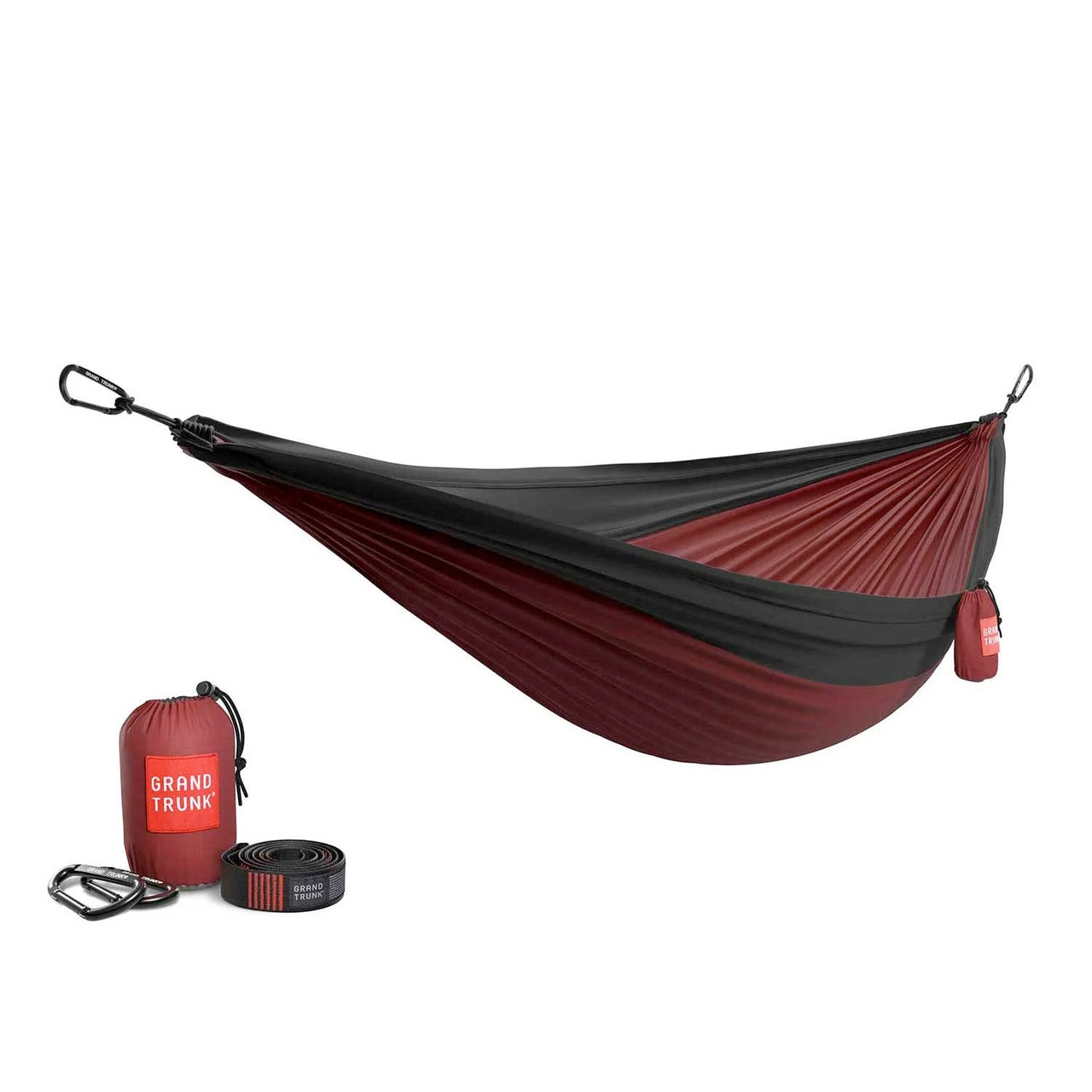 Double Deluxe Hammock With Straps | Crimson & Charcoal