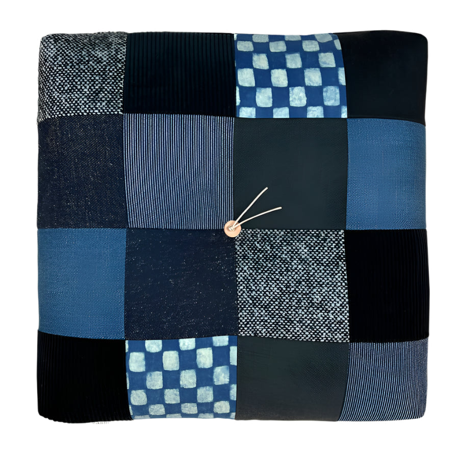Froebel Indoor Pillow | Indigo Denim Patchwork