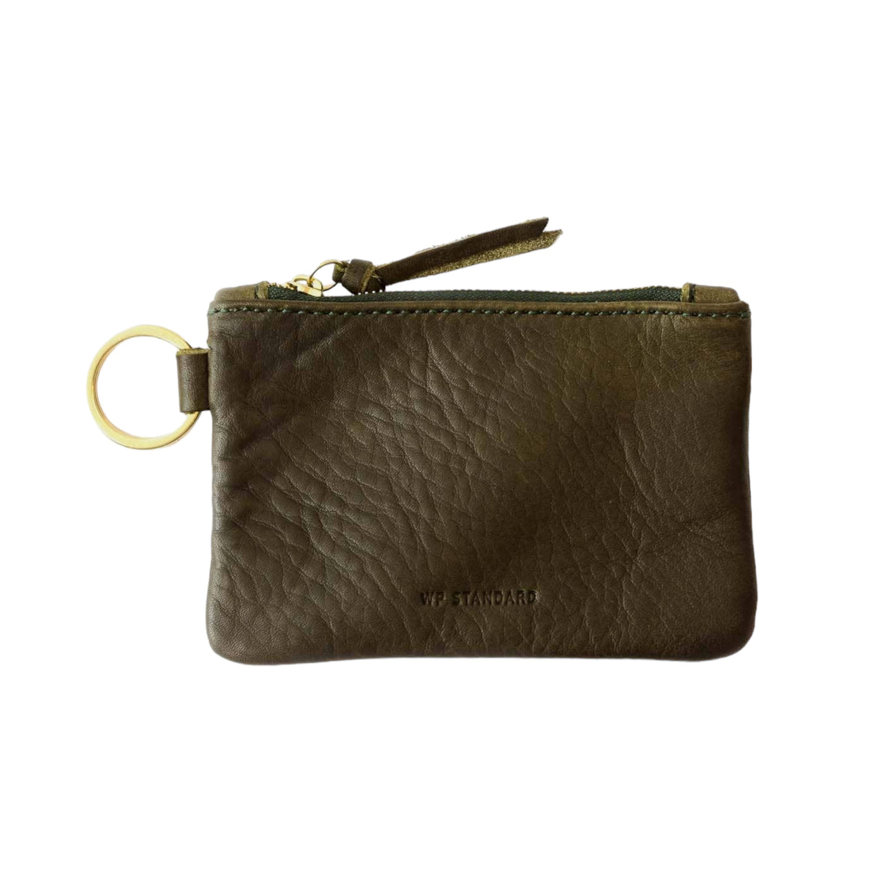 Leather Zip Key Pouch | Olive