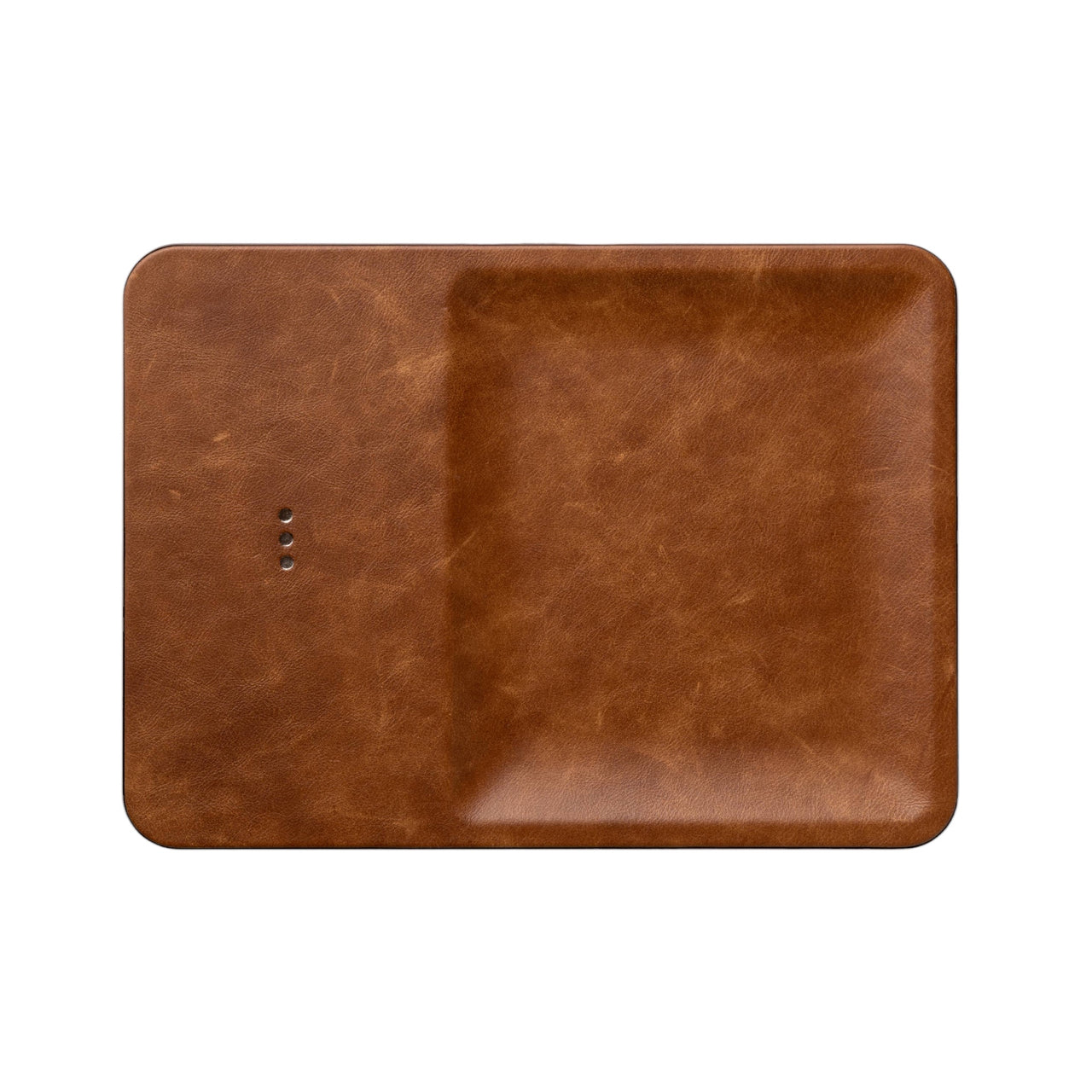 Catch 3 | Saddle Leather Wireless Charger with Valet Tray