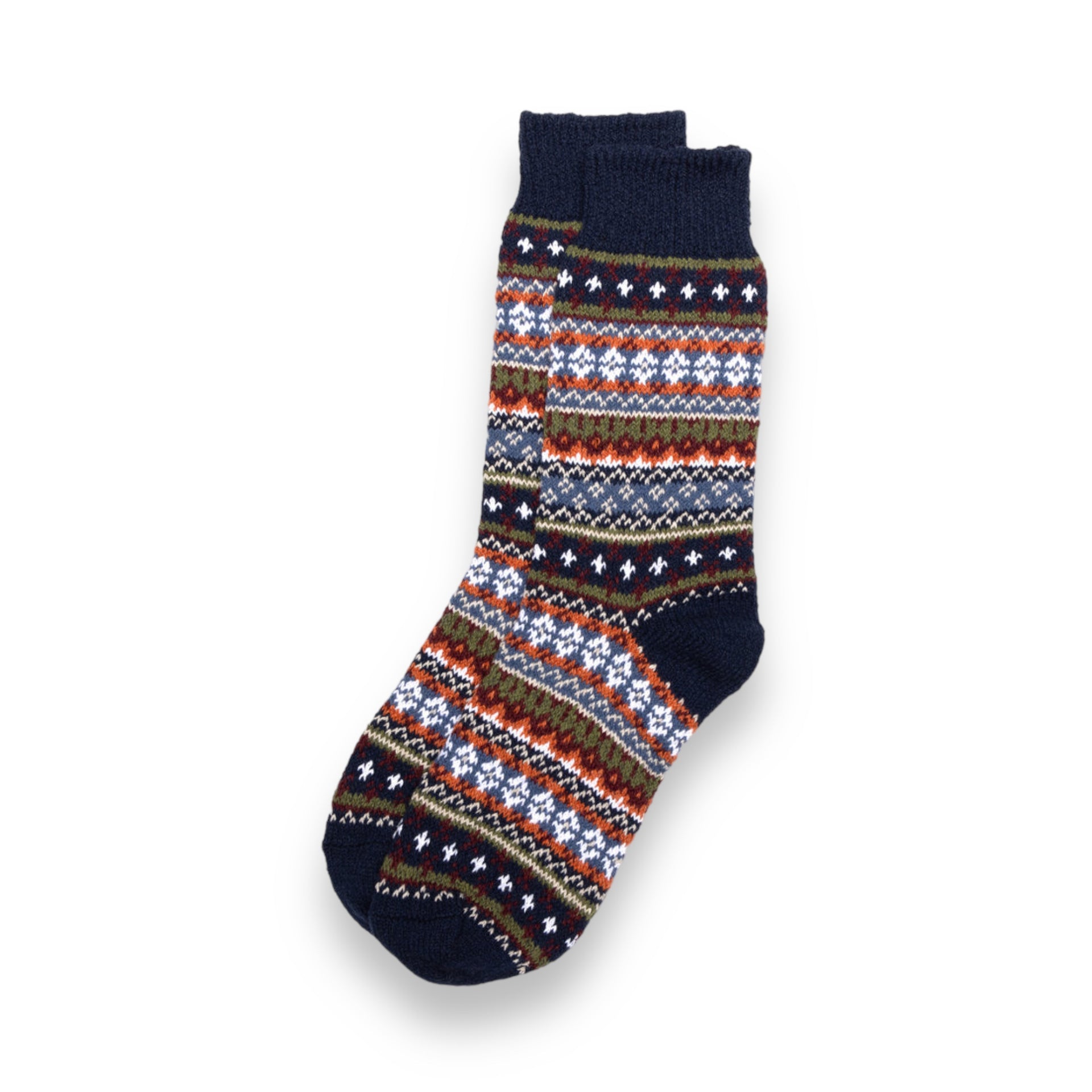 Cotton Fair Isle Sock | Navy - Domestic Domestic