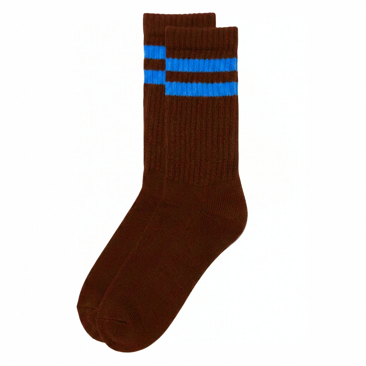 Retro Double Stripe Sock | Brown & Cobalt