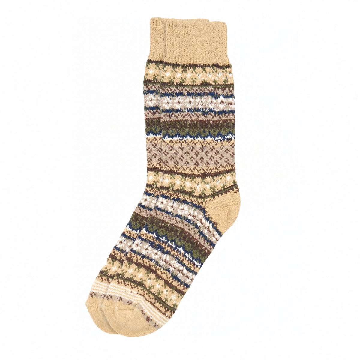 Cotton Fair Isle Sock | Oatmeal