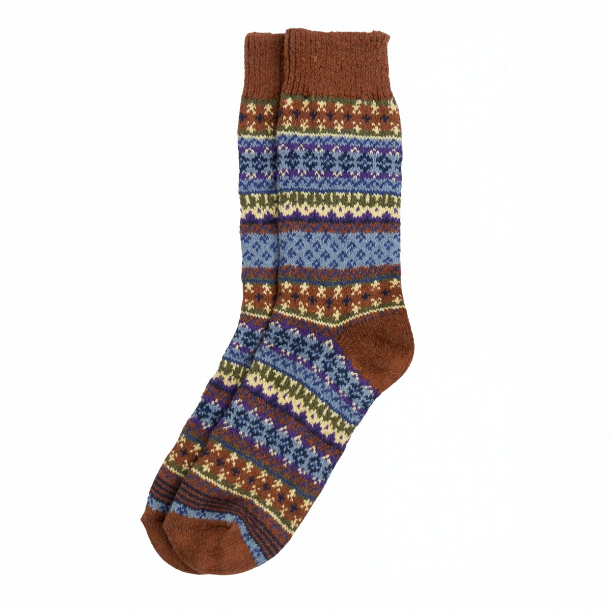 Cotton Fair Isle Sock | Rust