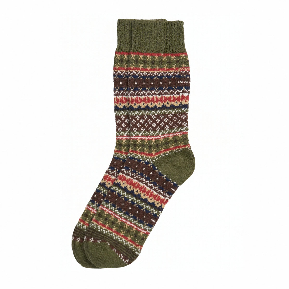 Cotton Fair Isle Sock | Olive