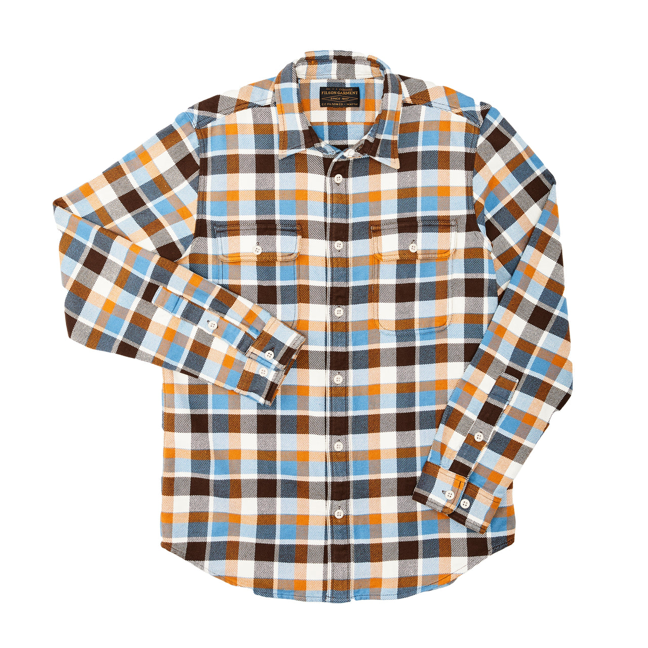 Vintage Flannel Work Shirt | Brown, Cream, Ochre, Blue Plaid