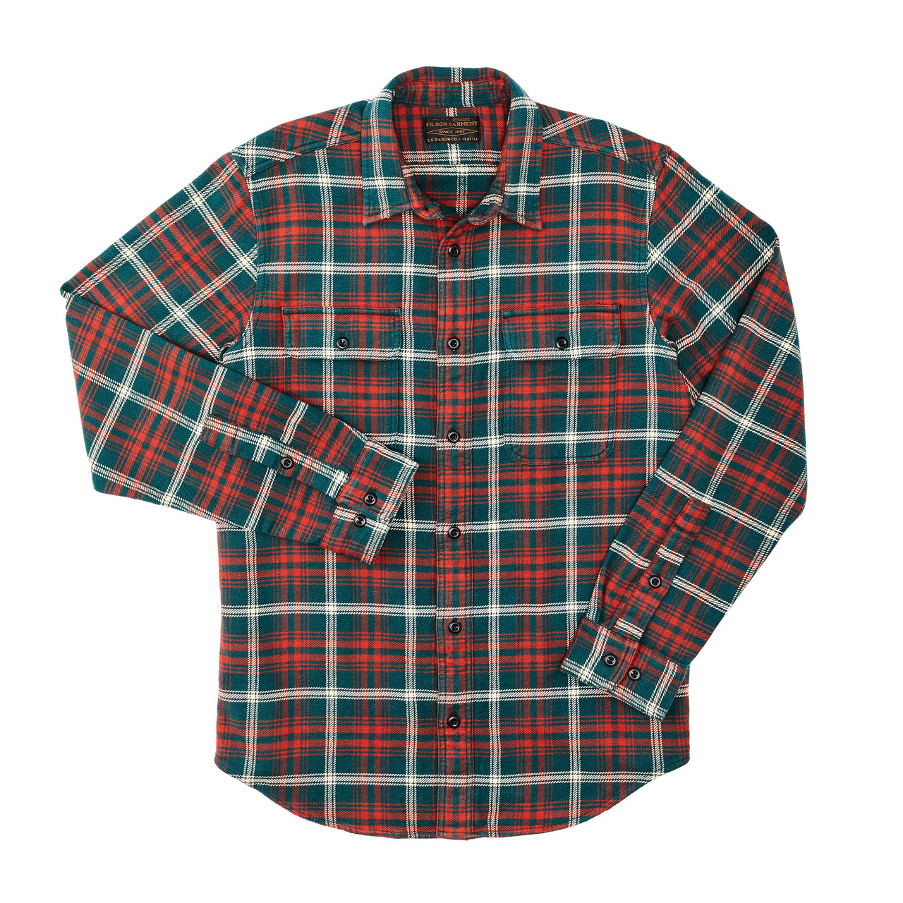 Vintage Flannel Work Shirt | Green, Red, White Black Plaid