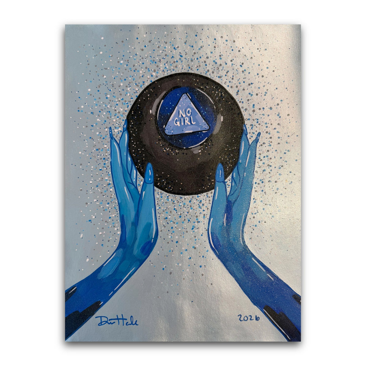 No Girl Magic 8 Ball Painting