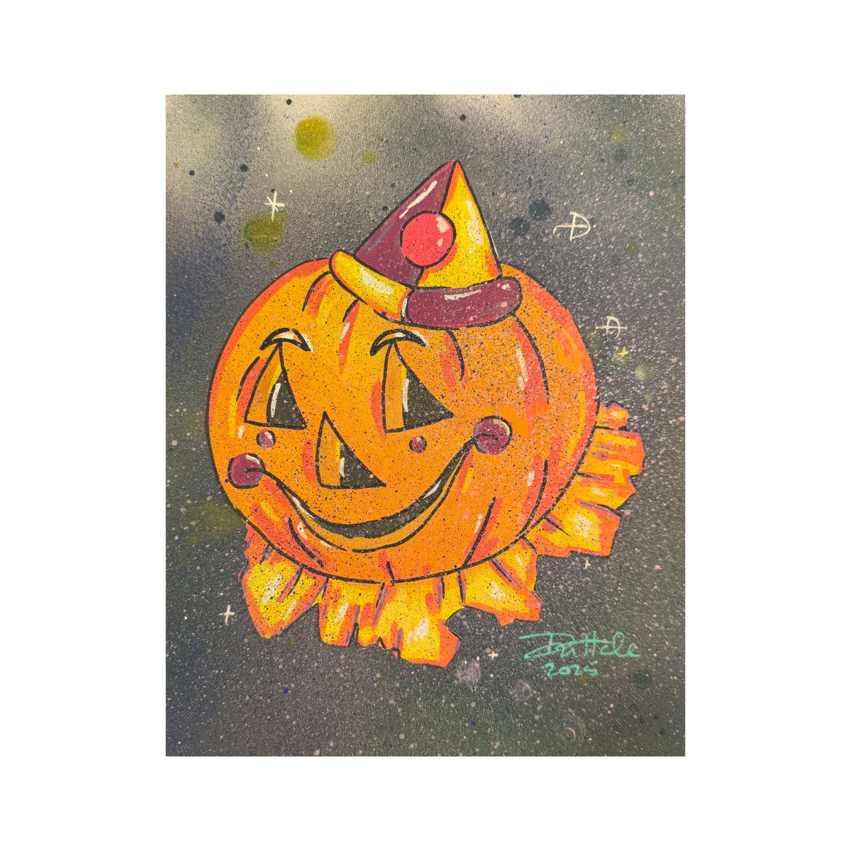 Orange And Yellow Pumpkin Clown Painting