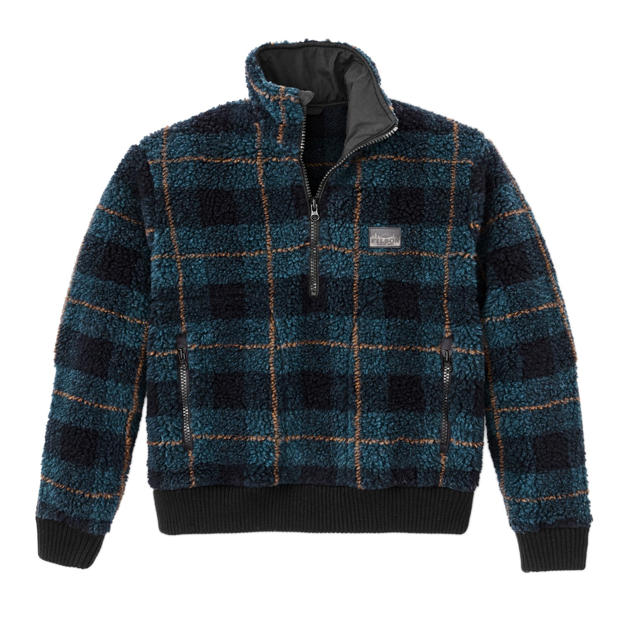 Women's Pile Fleece Popover | Blue Black Plaid