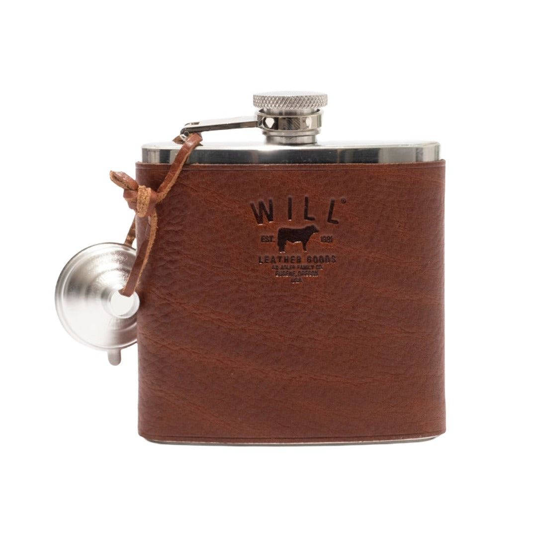 Leather And Stainless Steel Flask | Cognac