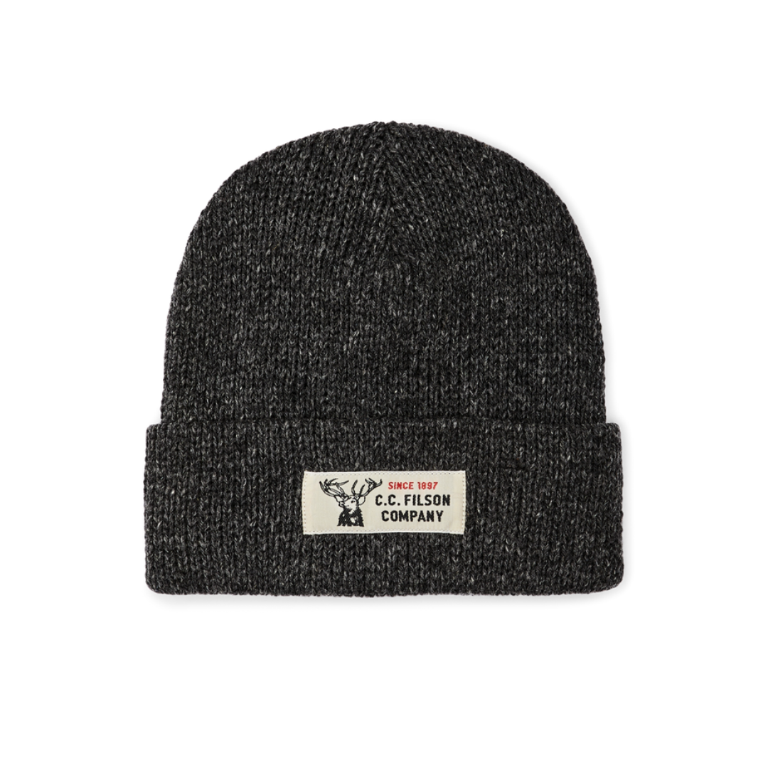 Lined Ragg Wool Beanie | Charcoal Black