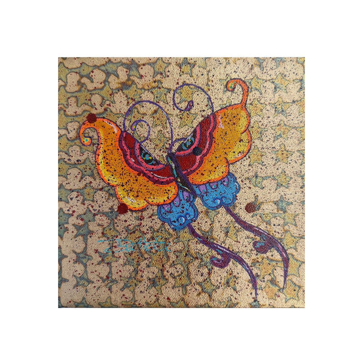 Neon Butterfly on Canvas