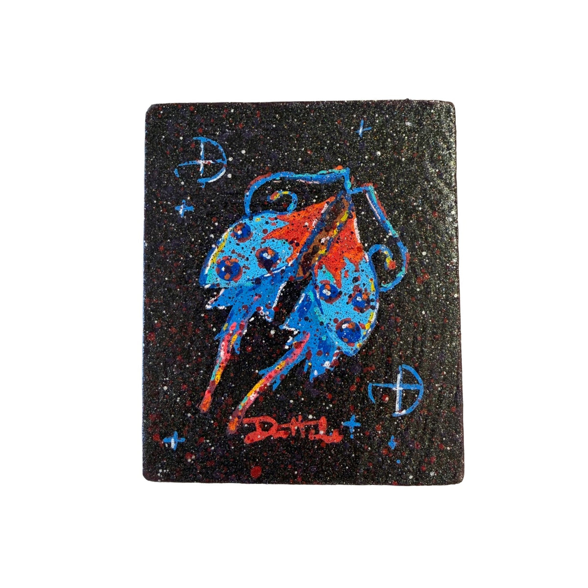 Mini Red & Blue Butterfly on Wood