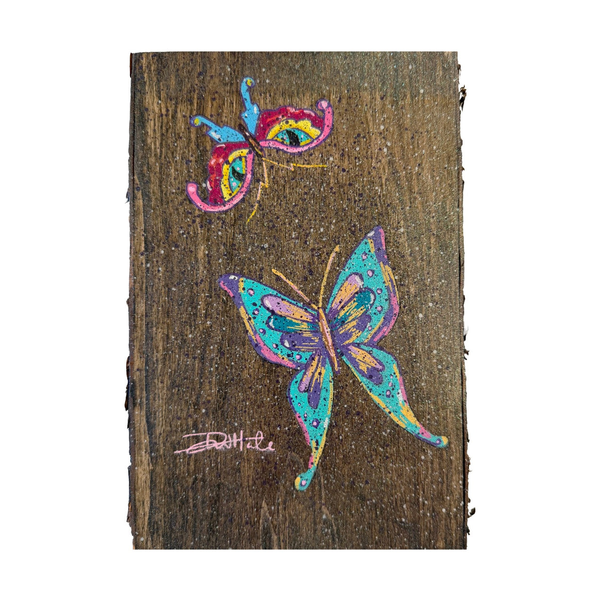 Pair of Butterflies on Wood