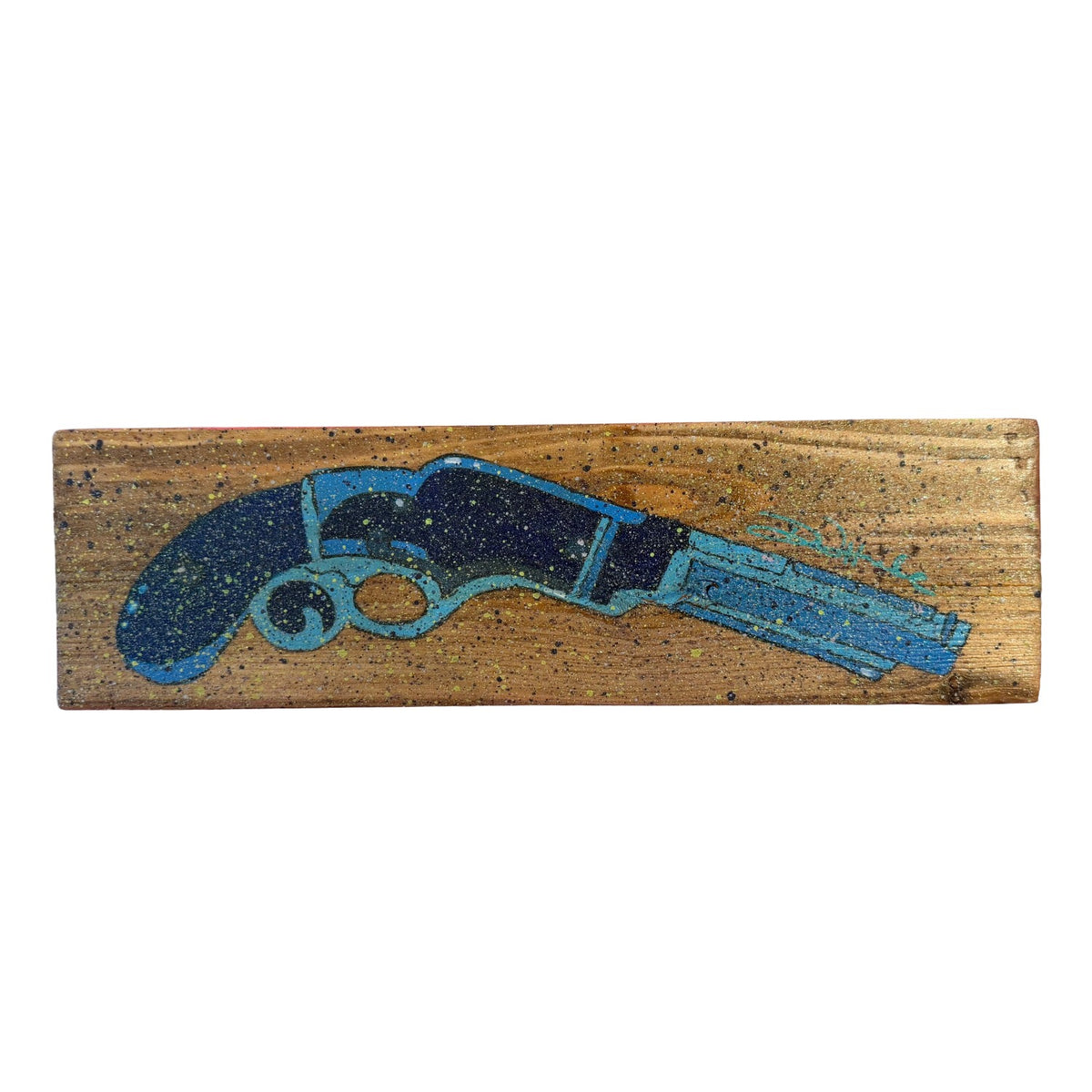 Colorful Pistol Painted on Panel