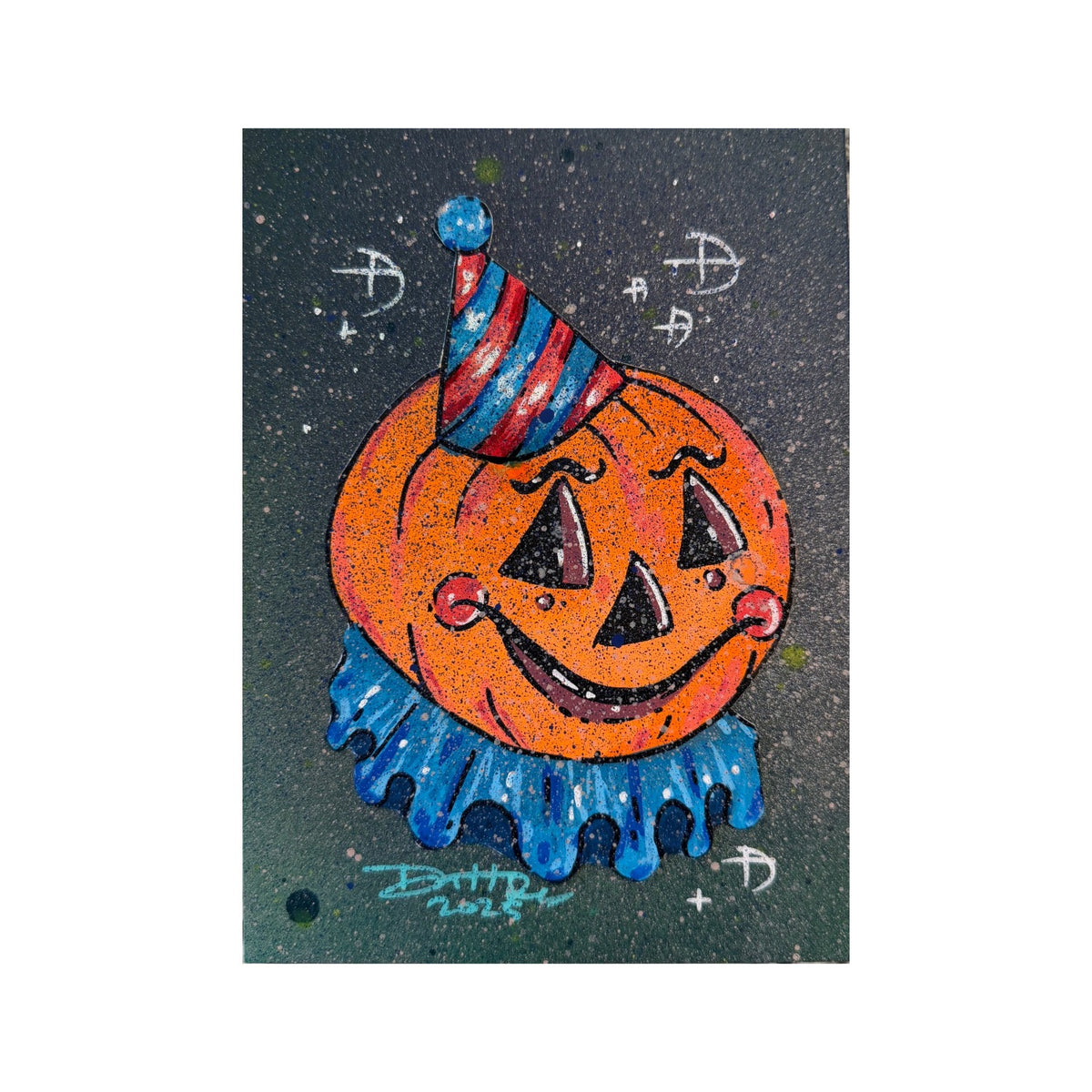 Blue Pumpkin Clown Painting