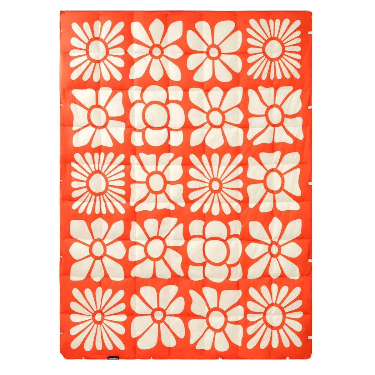 Puffer Blanket | Big Flowers Expedition Orange