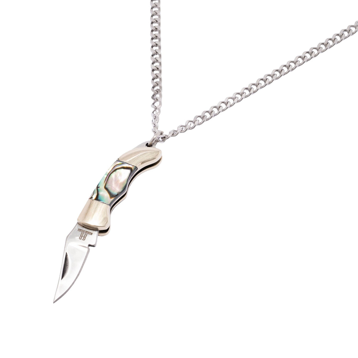 Silver Abalone Pocket Knife Necklace