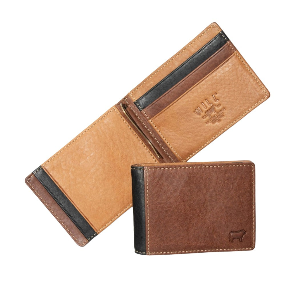 Mondrian Color Block Card Ejector | Cognac, Black & Tan