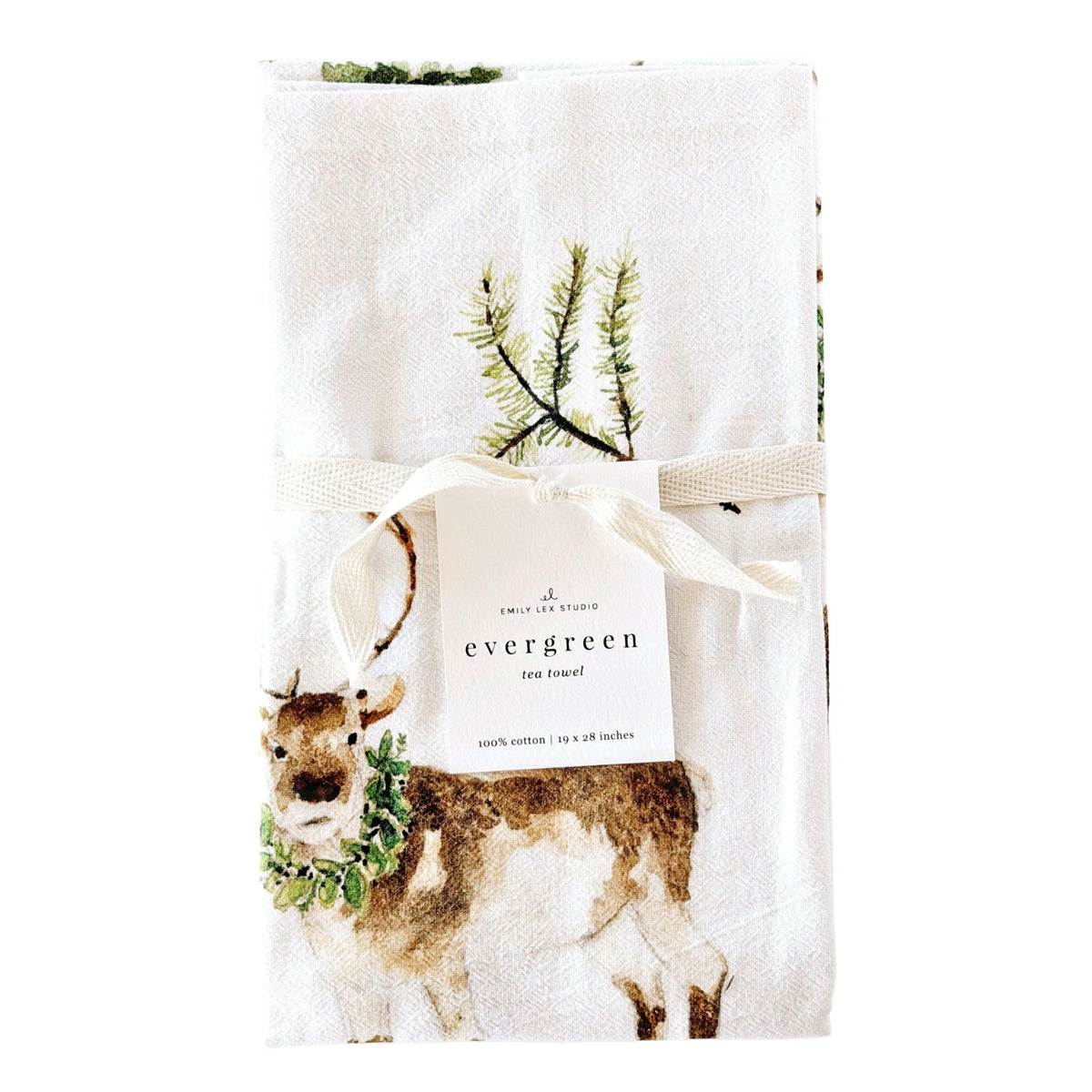 Evergreen Christmas Tea Towel