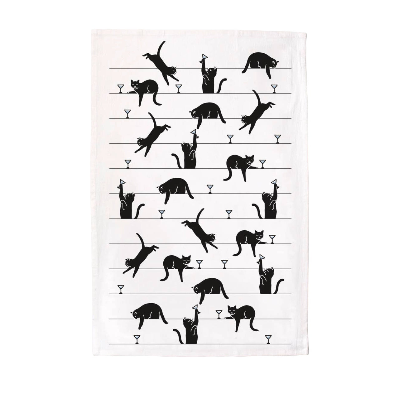 Black Cat Martini Tea Towel