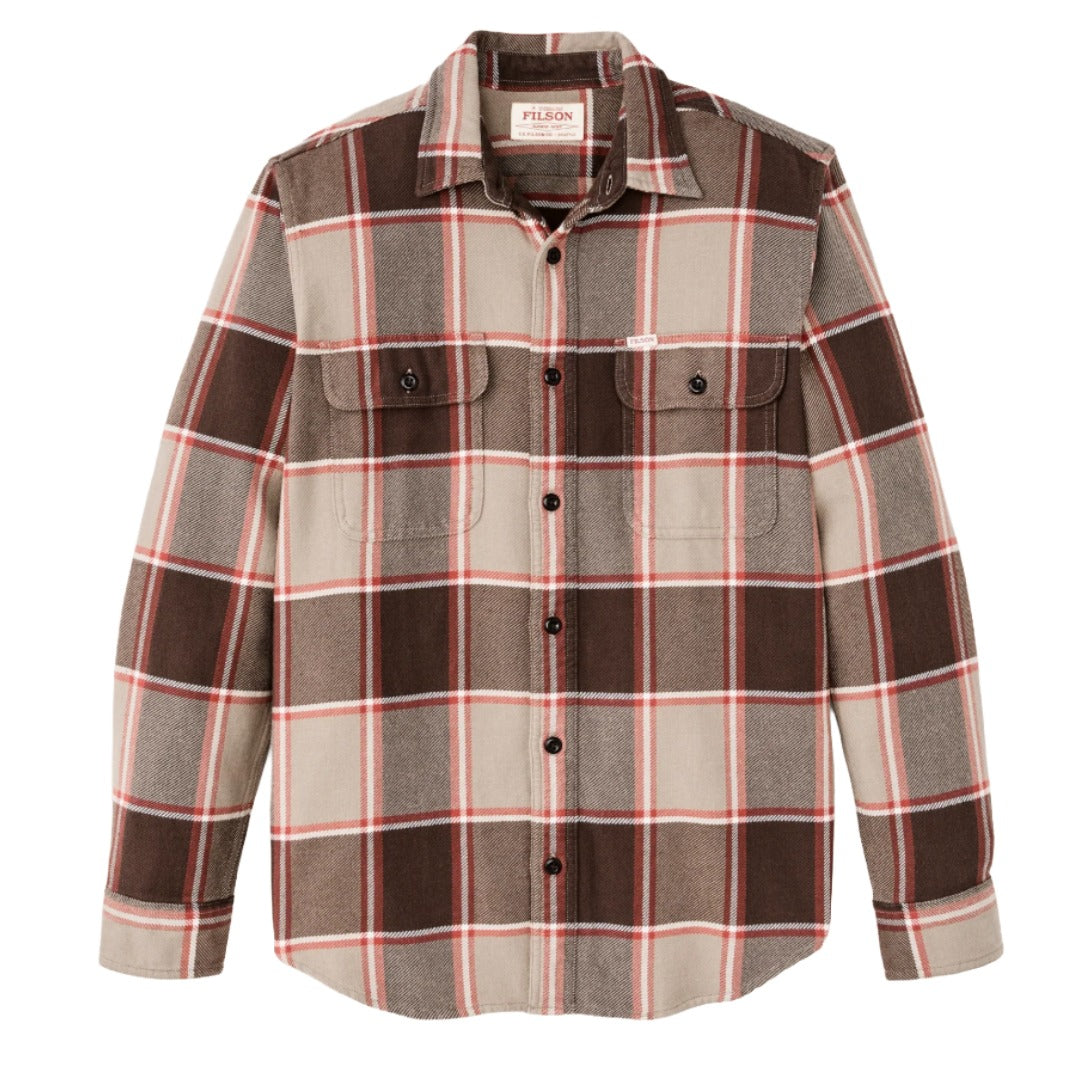 Vintage Flannel Work Shirt | Tan & Orange Multi Plaid