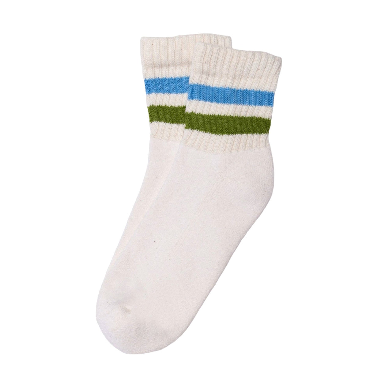 The Retro Stripe Quarter Crew | Blue & Chive