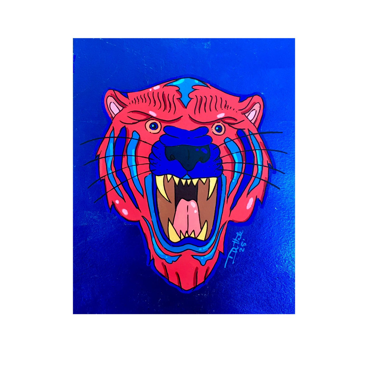 Blue And Red Tiger Painting
