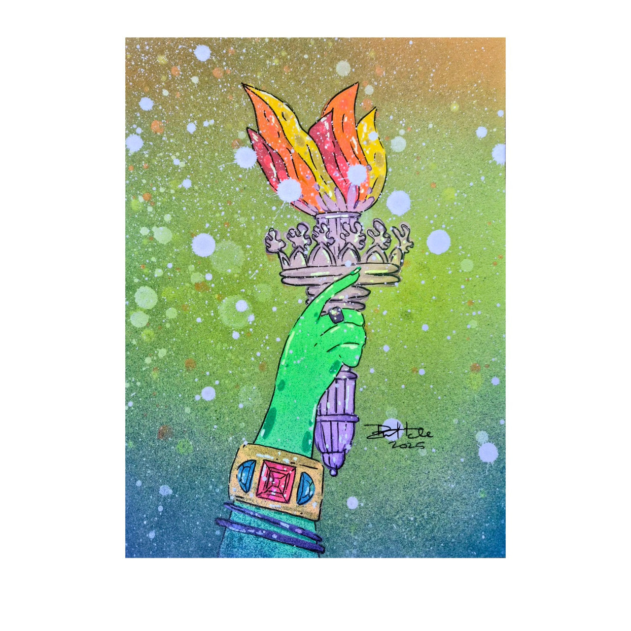 Purple & Green Lady Liberty Painting