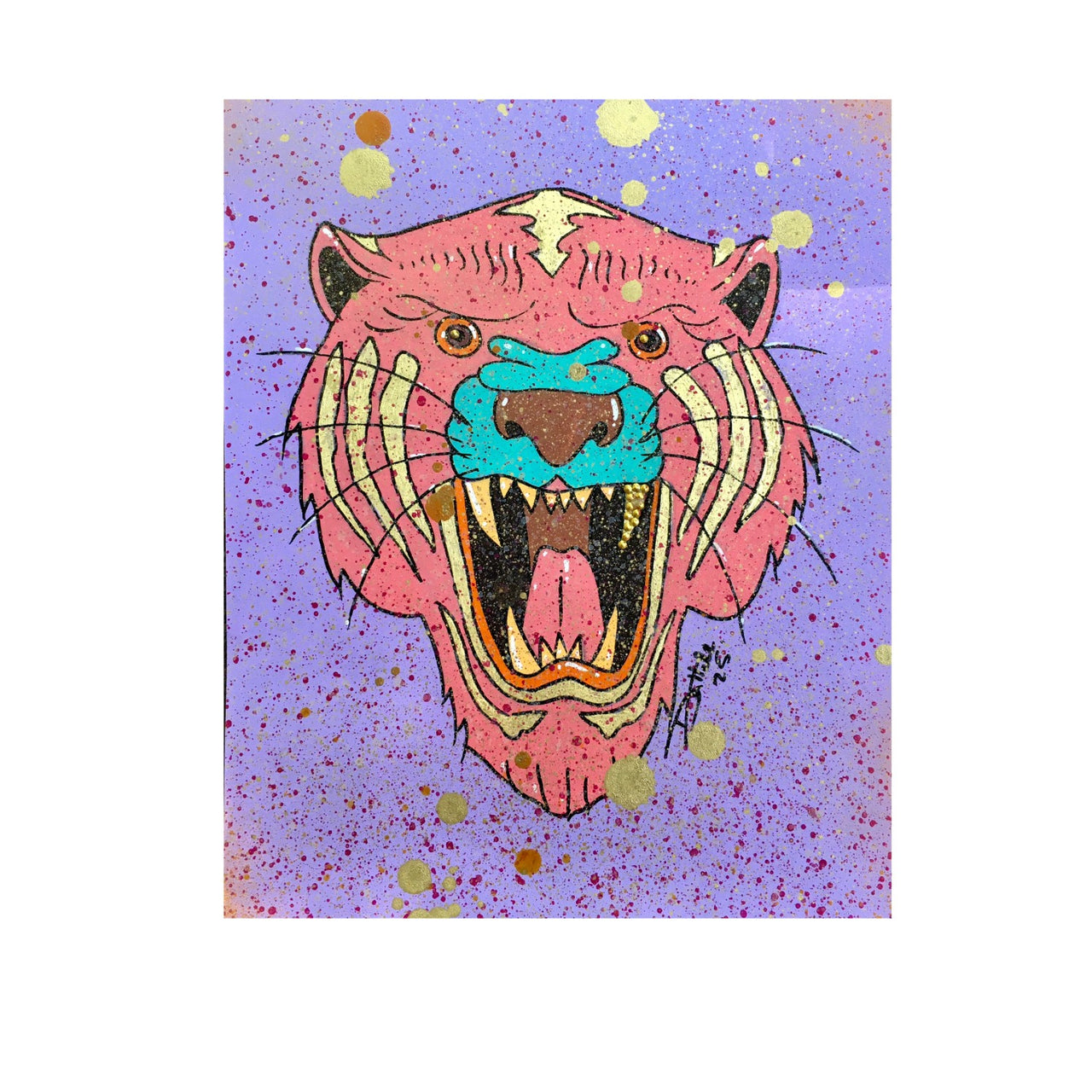 Pink And Gold Tiger Painting