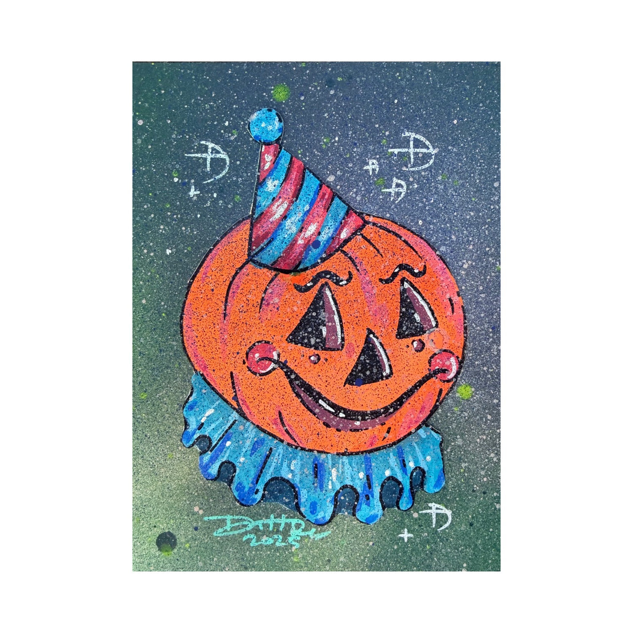 Blue Pumpkin Clown Painting