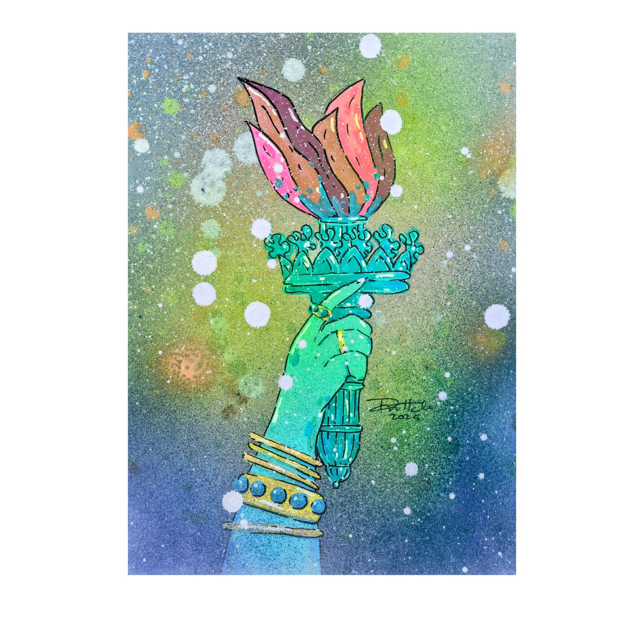 Aqua Lady Liberty Painting